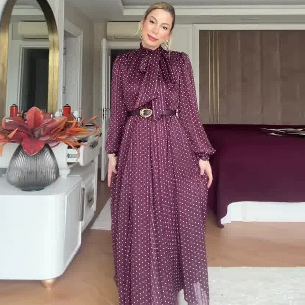 Forever 21 Belted Wine Red Polka Dot Elegant Fitted Dress